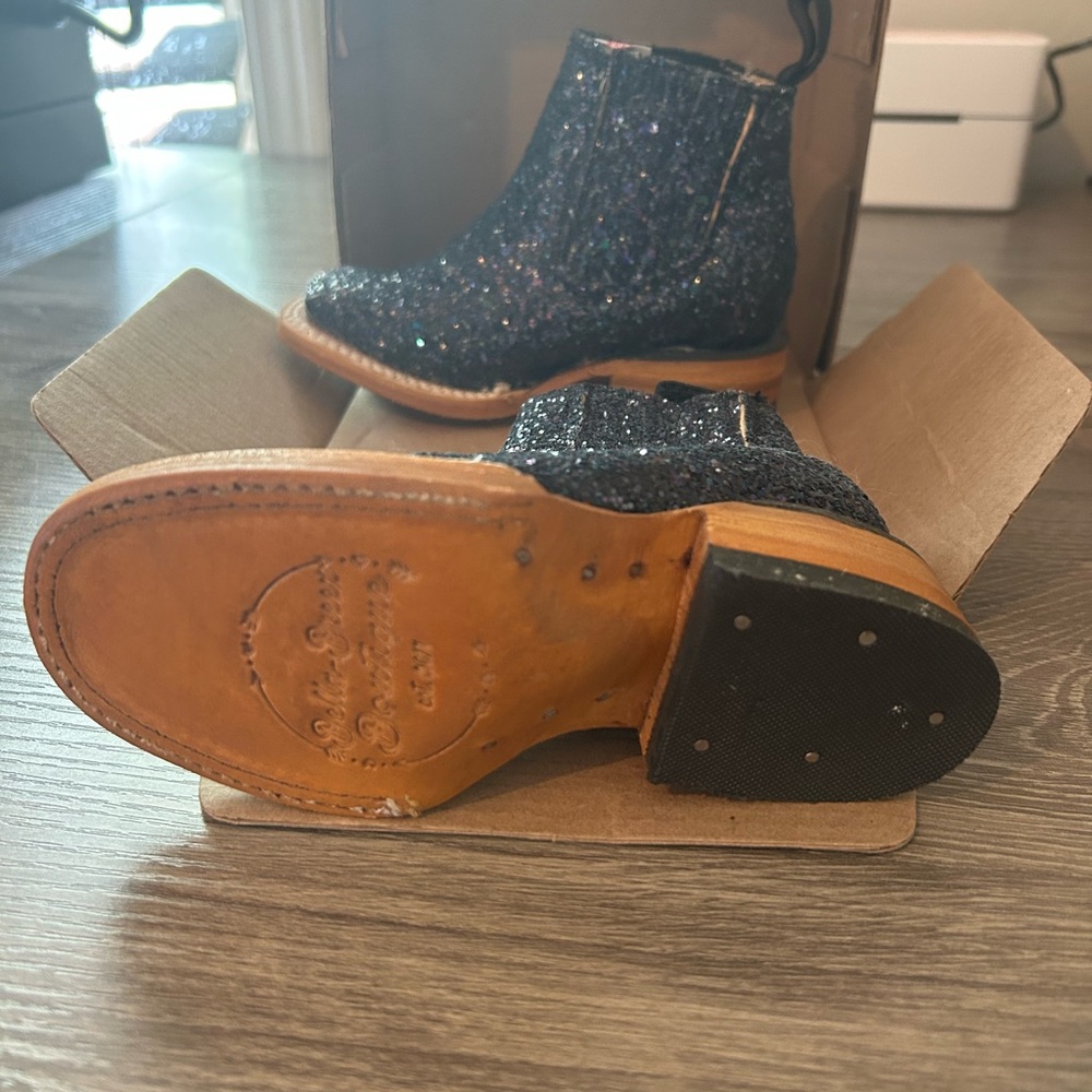 Glittery Black Kids Boots - Picture 4 of 5